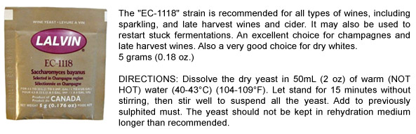 Lalvin Premium Wine Yeasts